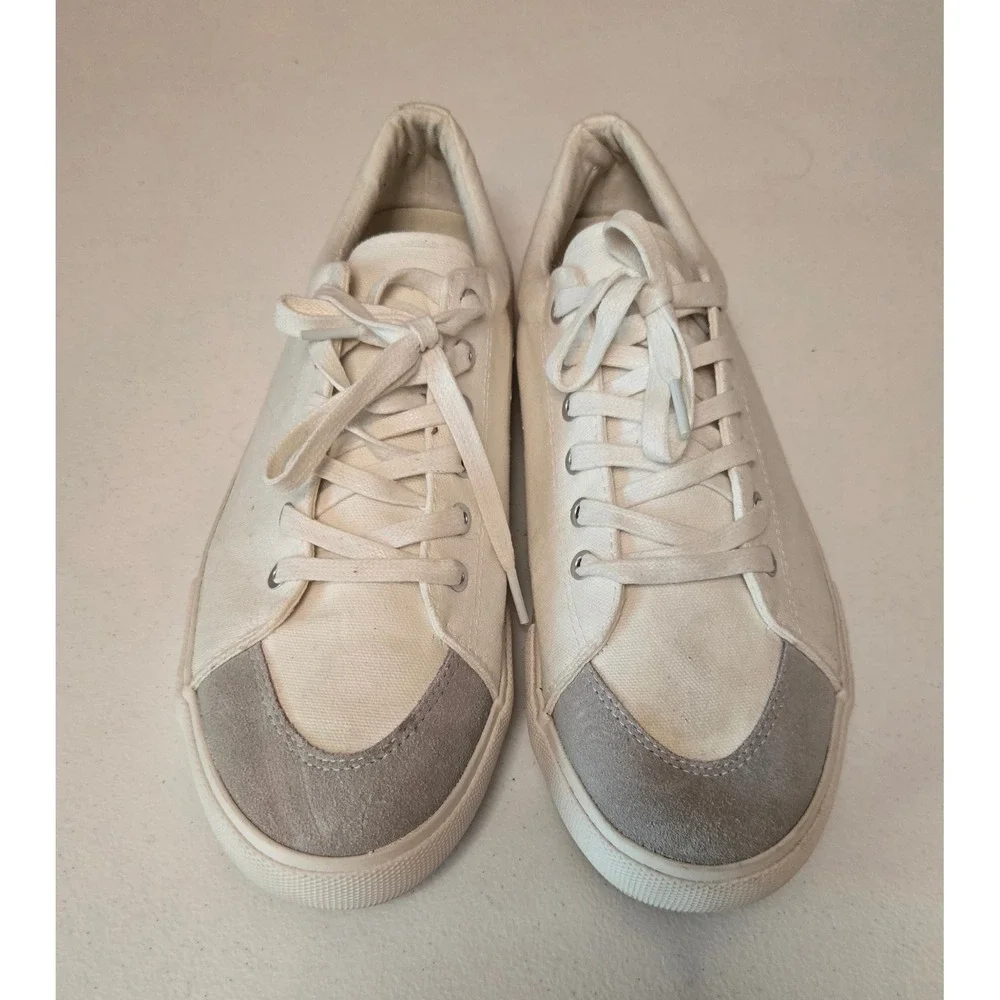 FIVE FOUR Mens White Canvas Low Top‎ Sneakers Shoes Size 11.5